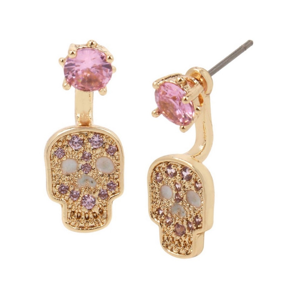 NWT Betsey Johnson Gold Skull Earrings